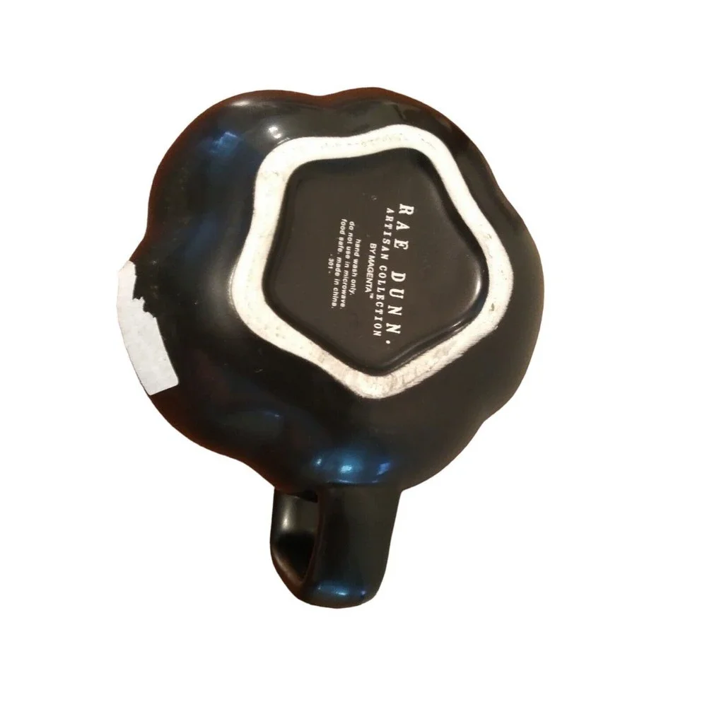 Rae Dunn 'FALL' Black Pumpkin Shaped Coffee Mug Tea Cup Gold Font NW… - Picture 5 of 8